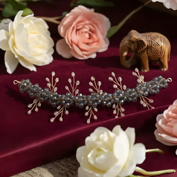 Blue_Plastic_Premium_&_Elegant_Leaf_Crystal_Bead_Hair_Pin_For_Women_&_Girls
