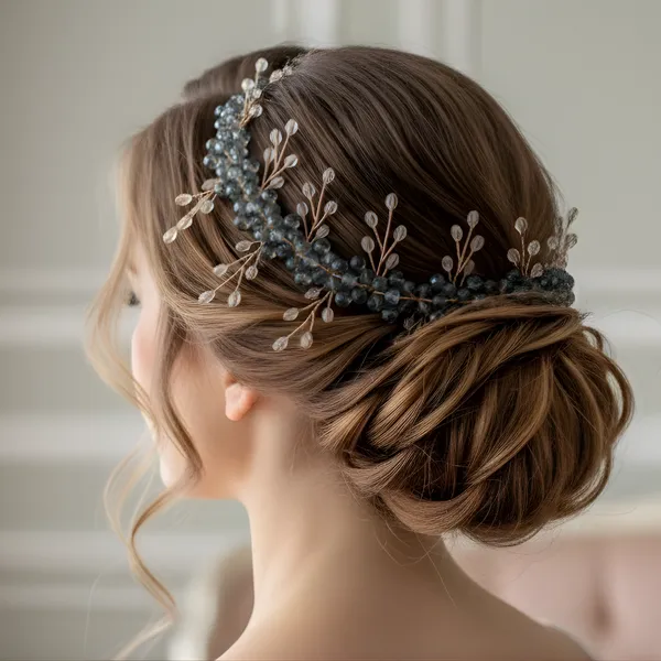 Blue_Plastic_Premium_&_Elegant_Leaf_Crystal_Bead_Hair_Pin_For_Women_&_Girls