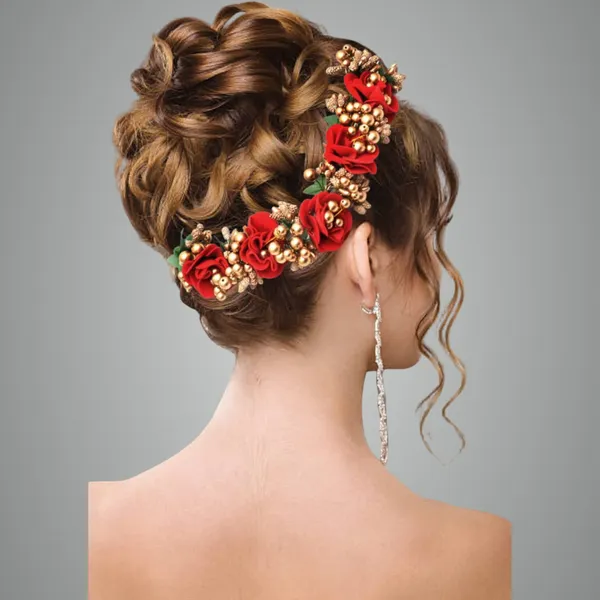 Red_Plastic_Premium_&_Elegant_Red_Gajra_Hair_Accessory_For_Women_&_Girls