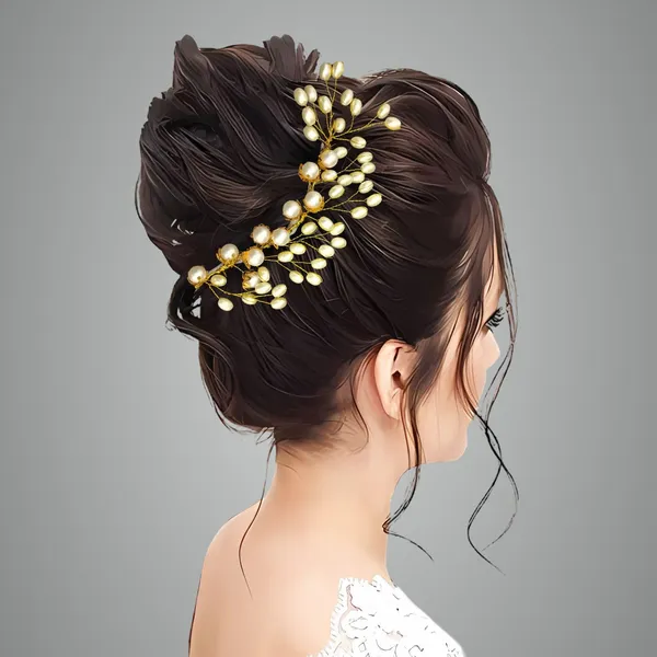 White_Plastic_Premium_&_Elegant_Gold_Pearl_Embellished_Hair_Clip_For_Women_&_Girls