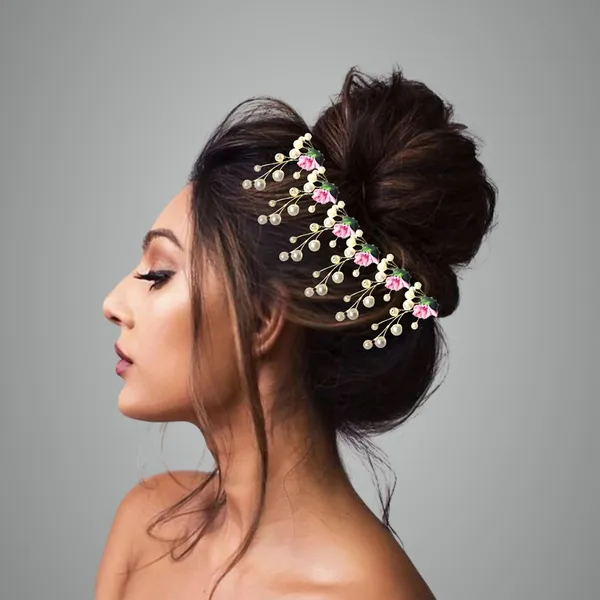Pink_Plastic_Premium_&_Elegant_Floral_Design_Elegant_Hair_Pin/Clip_For_Women_&_Girls