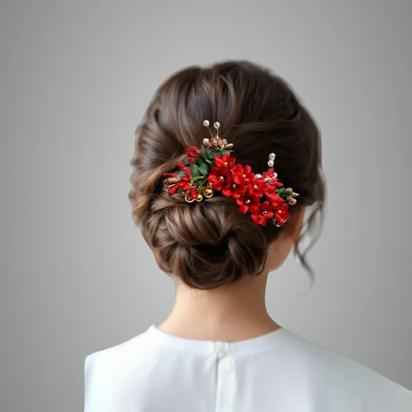 Red_Plastic_Premium_&_Elegant_Red_Floral_Juda_Hair_Comb_With_5_Juda_Pins_For_Women_&_Girls