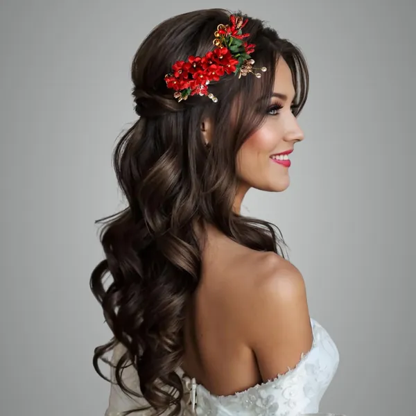 Red_Plastic_Premium_&_Elegant_Pearl_Artificial_Bridal_Hair_Flower_Clip_For_Women_&_Girls