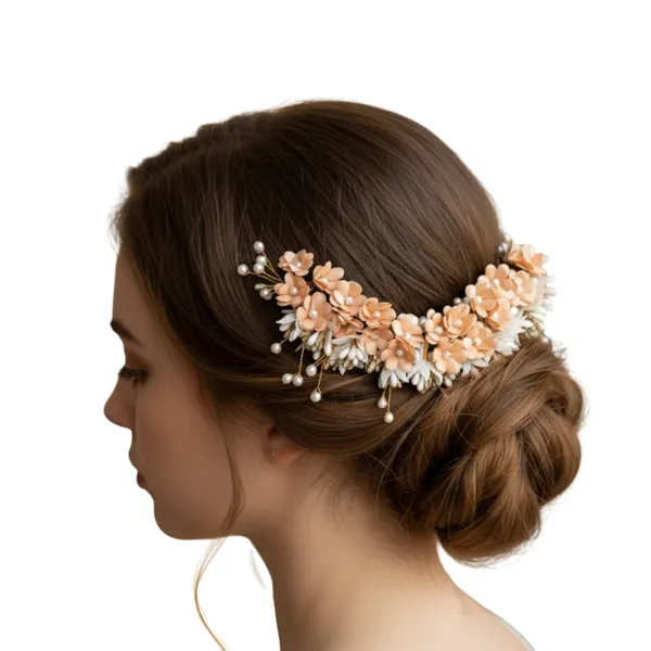 Peach_Plastic_Premium_&_Elegant_Peach_Floral_Bridal_Hair_Clip_For_Women_&_Girls
