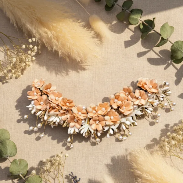 Peach_Plastic_Premium_&_Elegant_Peach_Floral_Bridal_Hair_Clip_For_Women_&_Girls
