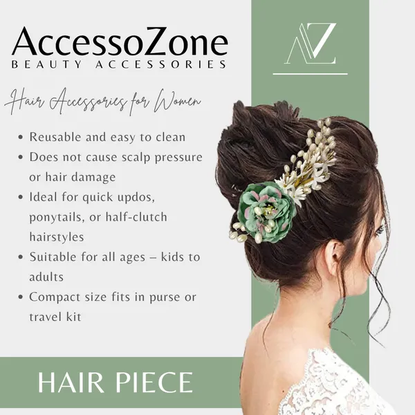 Multi_Green_Rose_Floral_Hair_Clip_for_Bridal_&_Party_Bun