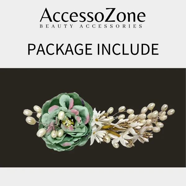 Multi_Green_Rose_Floral_Hair_Clip_for_Bridal_&_Party_Bun