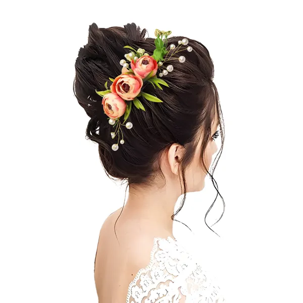 Peach_Rose_Floral_Hair_Clip_for_Bridal_&_Party_Bun