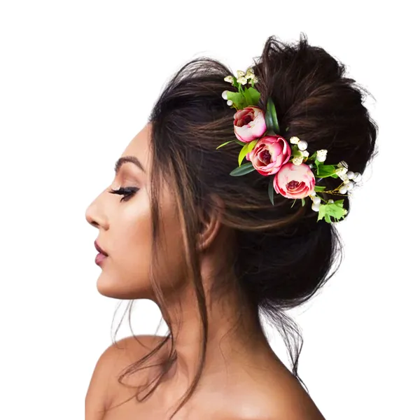 Pink_Peach_Rose_Floral_Hair_Clip_for_Bridal_&_Party_Bun