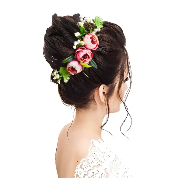 Pink_Peach_Rose_Floral_Hair_Clip_for_Bridal_&_Party_Bun
