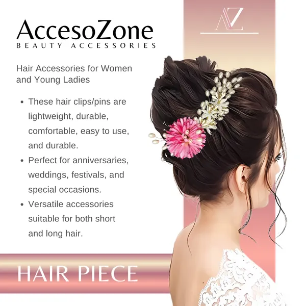 Magenta_Rose_Floral_Hair_Clip_for_Bridal_&_Party_Bun