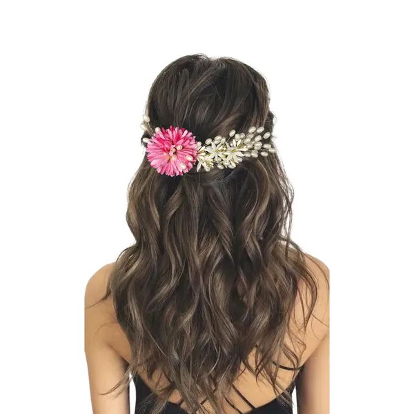 Magenta_Rose_Floral_Hair_Clip_for_Bridal_&_Party_Bun