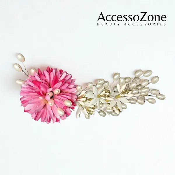 Magenta_Rose_Floral_Hair_Clip_for_Bridal_&_Party_Bun