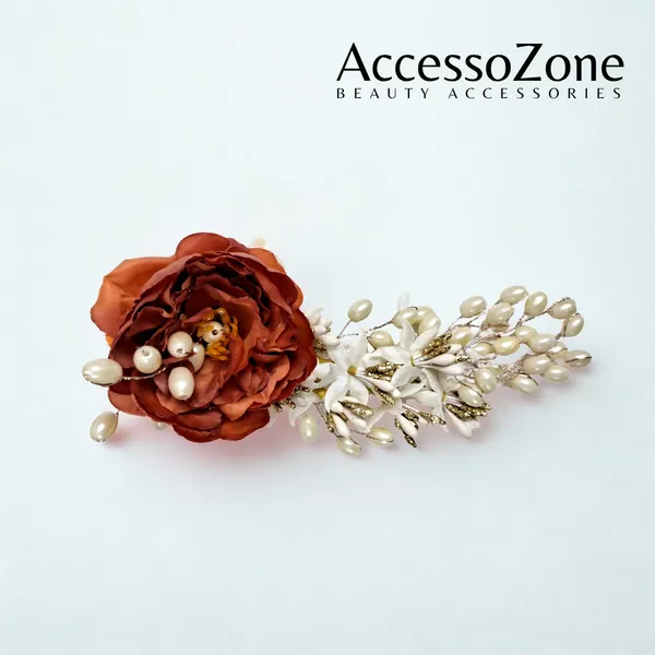 Brown_Rose_Floral_Hair_Clip_for_Bridal_&_Party_Bun