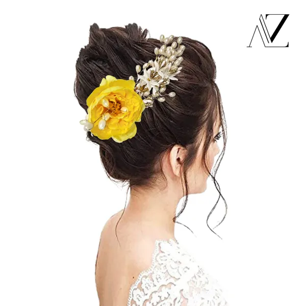 Yellow_Rose_Floral_Hair_Clip_for_Bridal