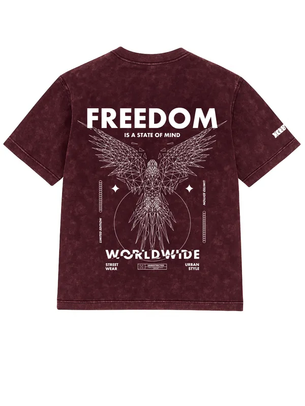 Maroon_Oversized_T-Shirt-_Freedom_Angel_For_Men_&_Women