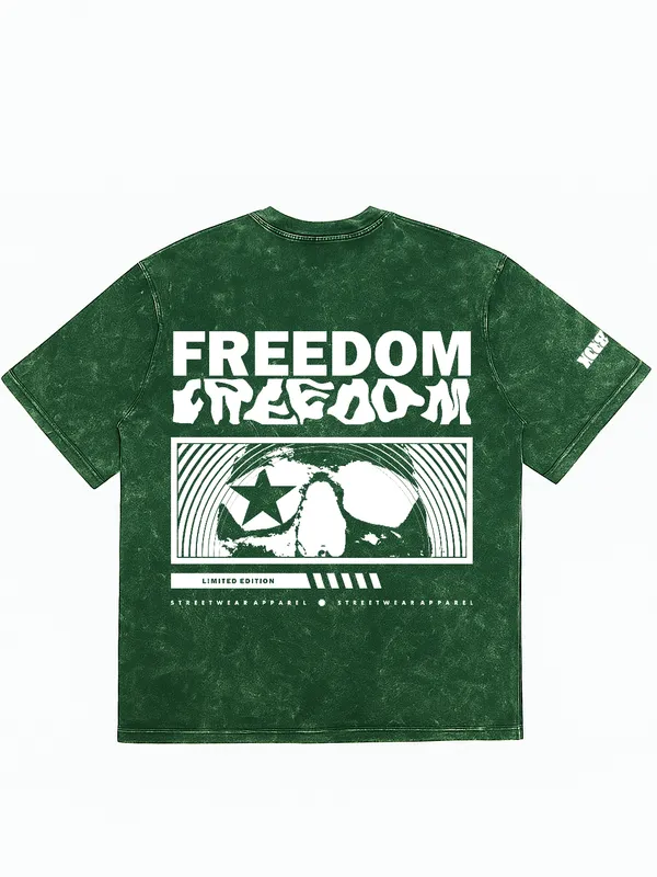 Green_Oversized_T-Shirt__-_Freedom_Skull_For_Men_&_Women
