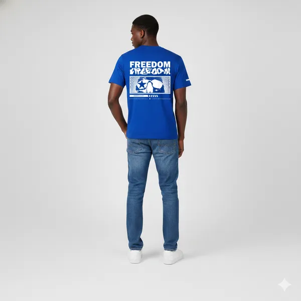 Blue_Oversized_Plain__T-Shirt_-_Freedom_Skull_For_Men_&_Women