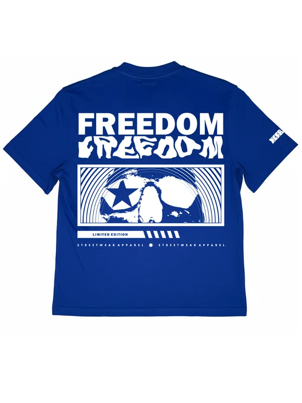 Blue_Oversized_Plain__T-Shirt_-_Freedom_Skull_For_Men_&_Women