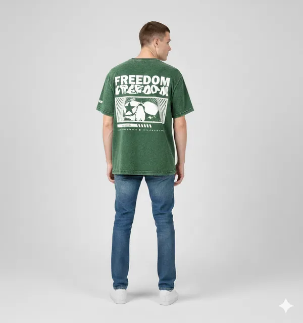 Green_Oversized_T-Shirt__-_Freedom_Skull_For_Men_&_Women