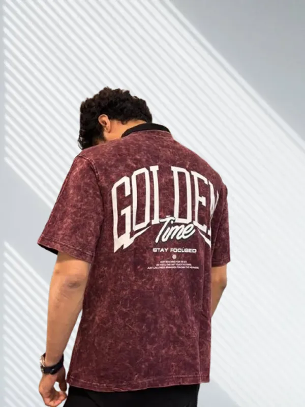 Maroon_Oversized_T-Shirt_Golden_For_Men_&_Women