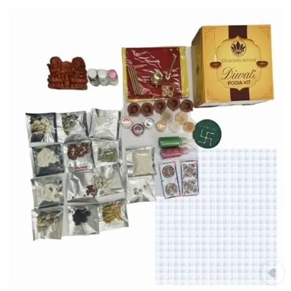 51+_Items_for_Grand_Lakshmi_Ganesh_Puja_|_Complete_Samagri_Set_with_Kalash,_Sacred_Yantra,_laxmi_Ganesh_Idols