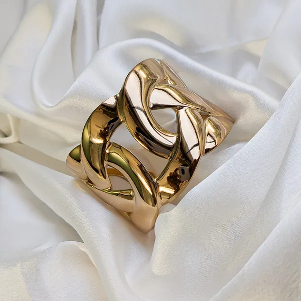 Gold_Finish_Interlock_Cuff_Bracelet_For_Women_&_Girls