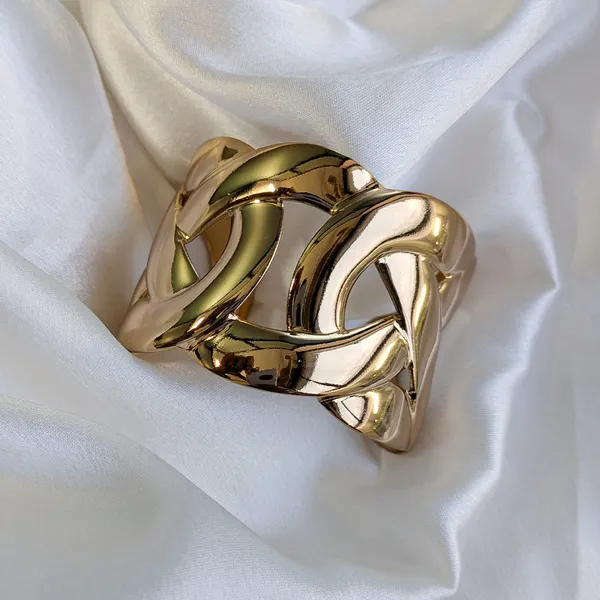 Gold_Finish_Interlock_Cuff_Bracelet_For_Women_&_Girls