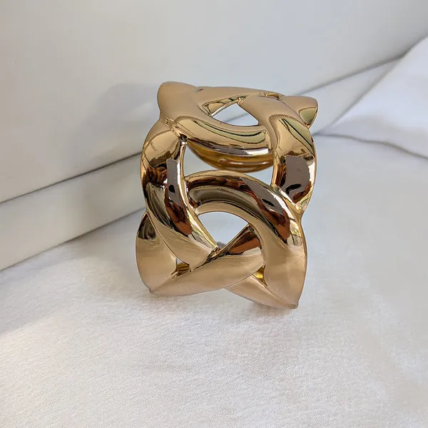 Gold_Finish_Interlock_Cuff_Bracelet_For_Women_&_Girls