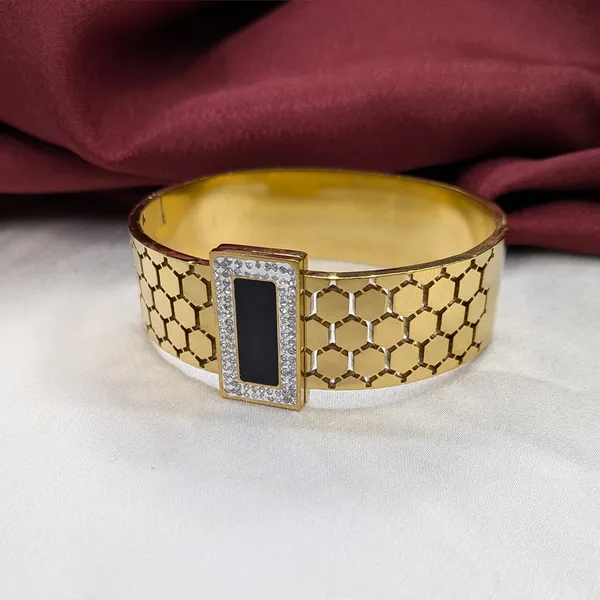 Gold_Finish_Geometric_Cutwork_Cuff_Bracelet_with_Rectangular_Enamel_Centerpiece