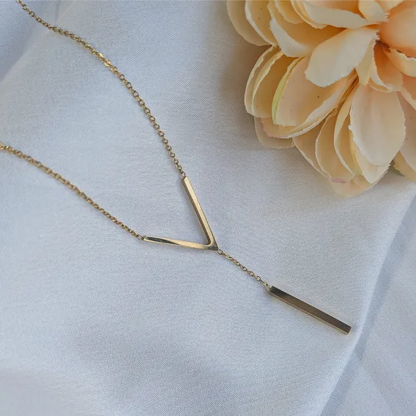 Sleek_Gold_Tone_V_Necklace_For_Women