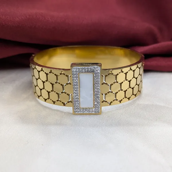 Gold_Finish_Geometric_Cutwork_Cuff_Bracelet_with_Rectangular_Enamel_Centerpiece