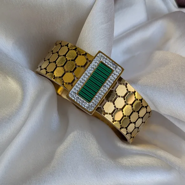Gold_Finish_Geometric_Cutwork_Cuff_Bracelet_with_Rectangular_Enamel_Centerpiece