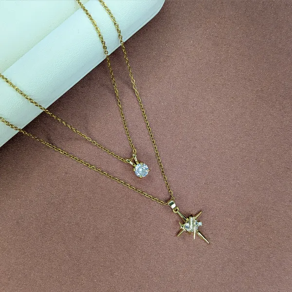 Anti-Tarnish_Star_Charm_&_Solitaire_Layered_Pendant