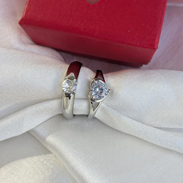 Heart_&_Square_Shape_Stainless_Steel_Couple_Rings_-_Set_of_2