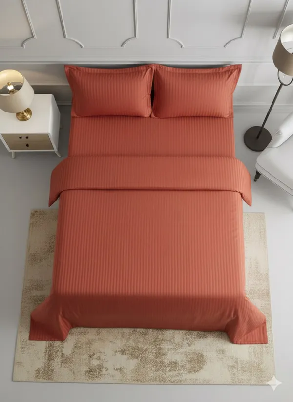 Orange_Double_Bed_Sheet_With_Pillows