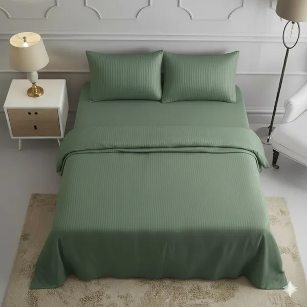 Green_Double_Bed_Sheet_With_Pillows