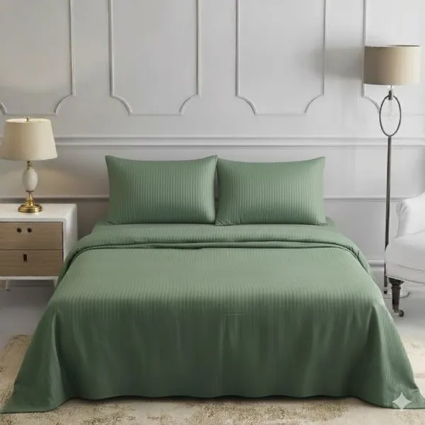 Green_Double_Bed_Sheet_With_Pillows