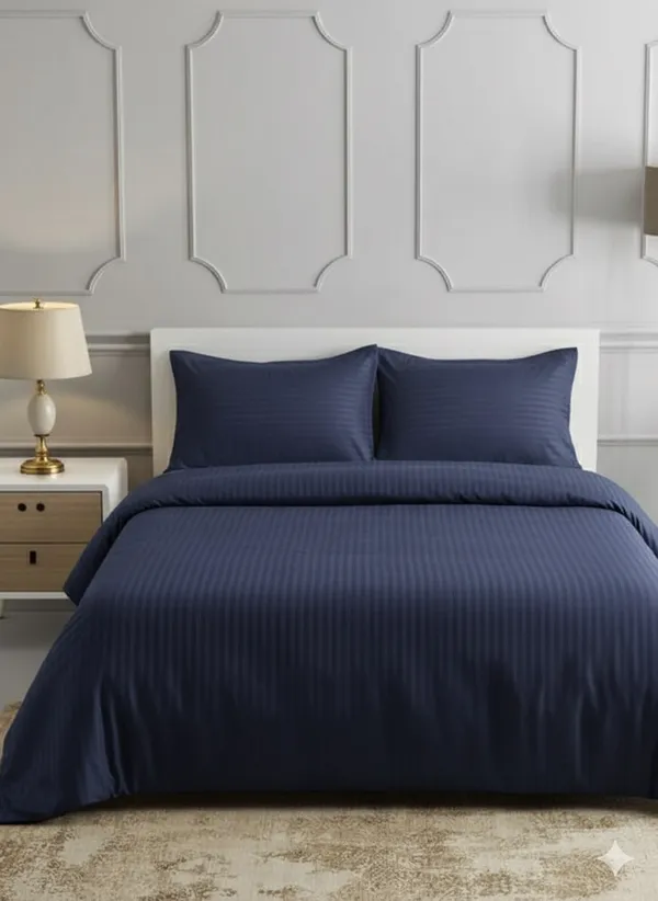 Navy_Blue_Double_Bed_Sheet_With_Pillows