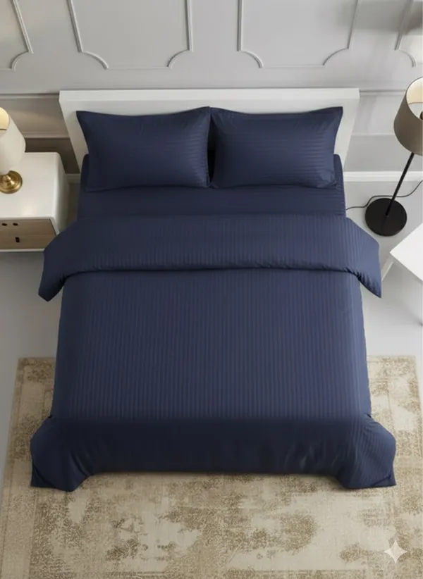 Navy_Blue_Double_Bed_Sheet_With_Pillows