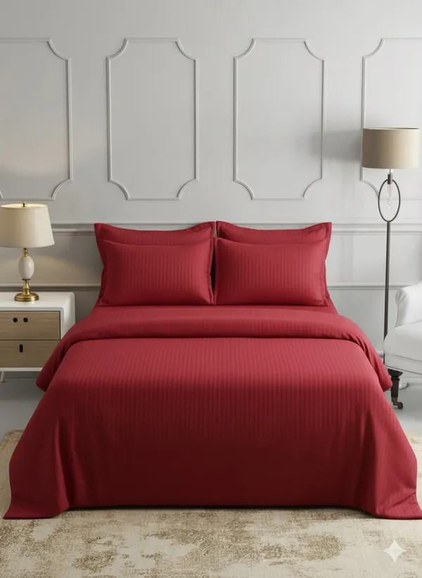 Maroon_Double_Bed_Sheet_With_Pillows