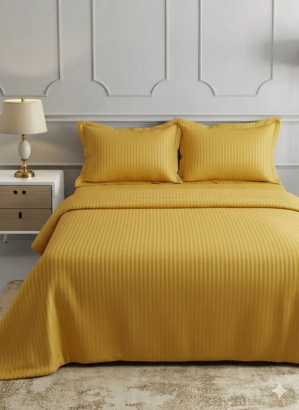Yellow_Double_Bed_Sheet_With_Pillows
