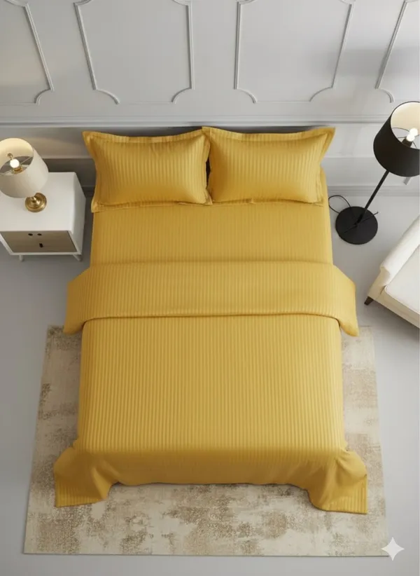 Yellow_Double_Bed_Sheet_With_Pillows