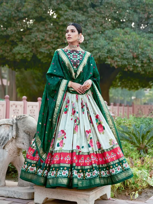 Exquisite_Floral_Fantasy:_Tusser_Silk_Lehenga_Choli_with_Intricate_Print_and_Dupatta_🩷💛