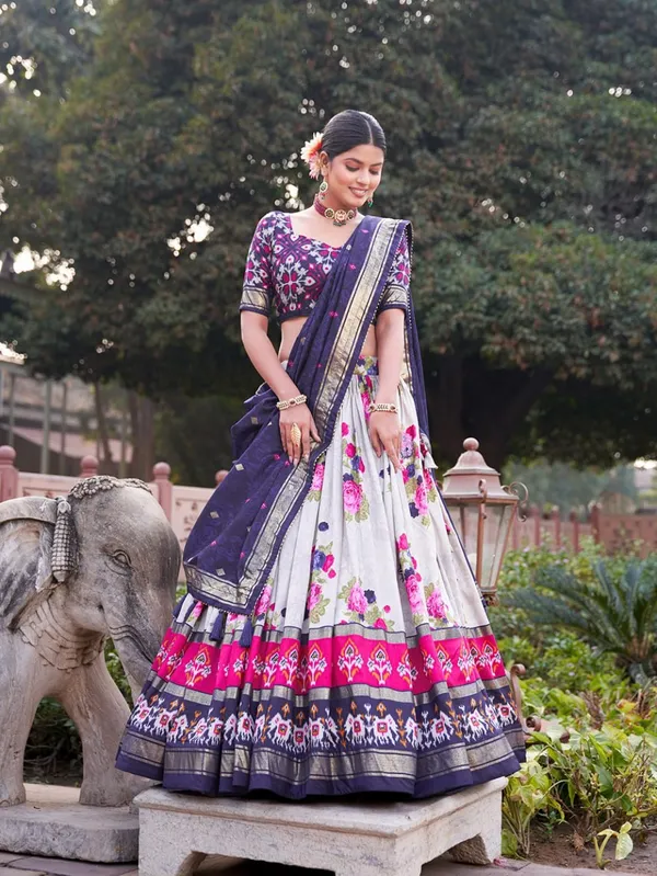 Exquisite_Floral_Fantasy:_Tusser_Silk_Lehenga_Choli_with_Intricate_Print_and_Dupatta_🩷💛