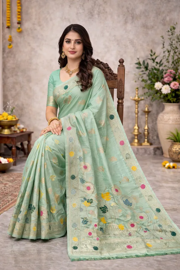 Maharani_Pastel_Lotus_Garden_Dola_Silk_Saree