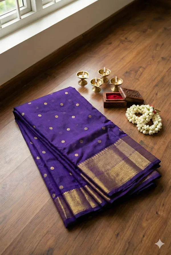 Maheshwari_Silk_Saree_with_Golden_Zari_Border_|_Wedding_Collection_I_Neelkanthi_Royale_–_Silk_Zari_Border_Saree