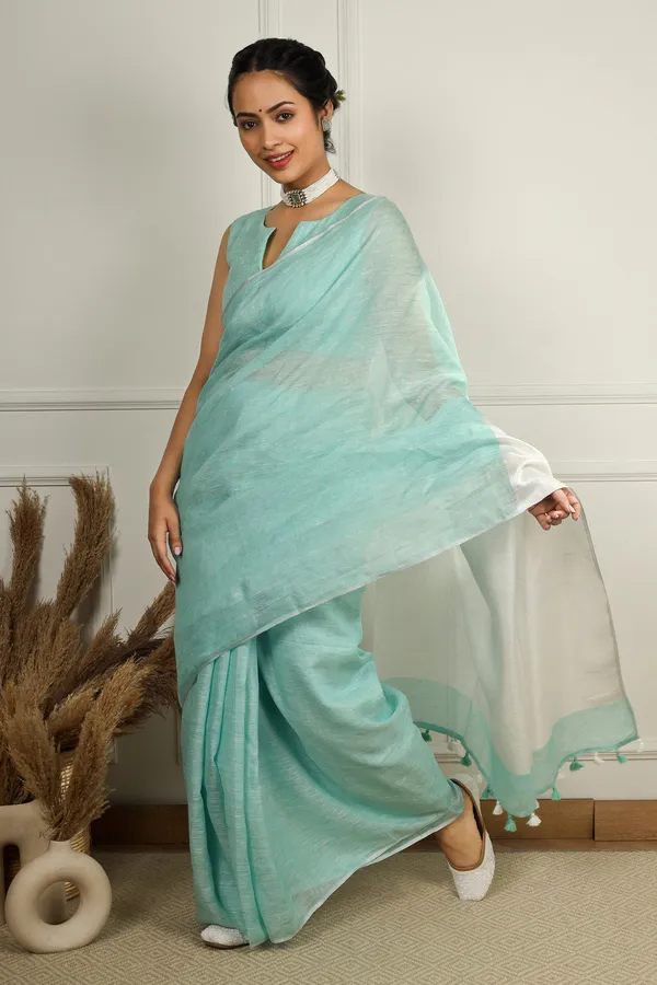 Ice_Blue_Pure_Linen_Premium_&_Elegant_Saree_For_Women_(With_Blouse_Piece)