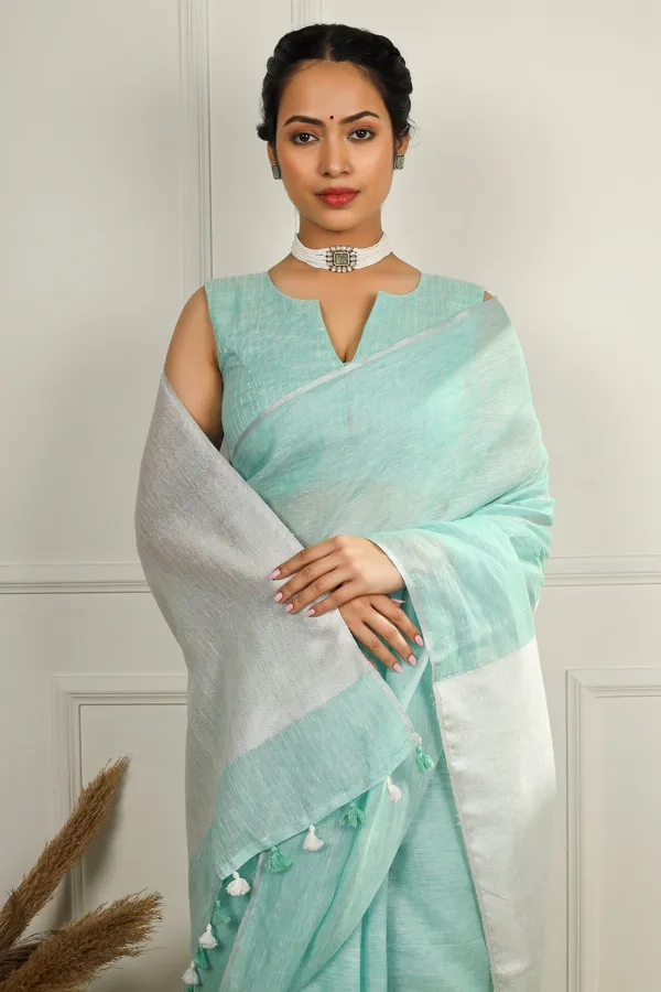 Ice_Blue_Pure_Linen_Premium_&_Elegant_Saree_For_Women_(With_Blouse_Piece)