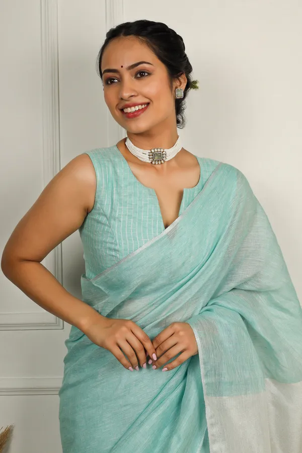 Ice_Blue_Pure_Linen_Premium_&_Elegant_Saree_For_Women_(With_Blouse_Piece)